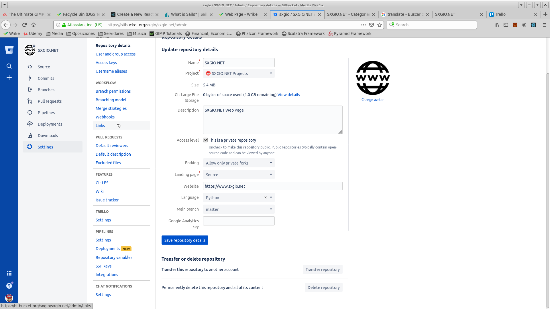 Link Option in Bitbucket