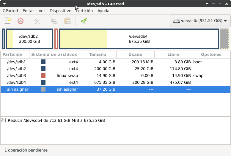 Tamaño del disco de origen